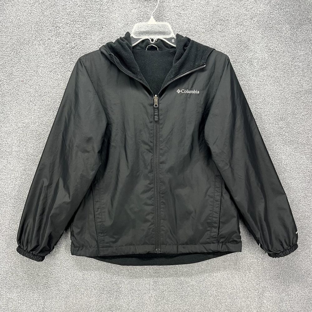 Columbia Reversible Jacket Youth 14 16‎ Black Omni-Shield Hooded Fleece